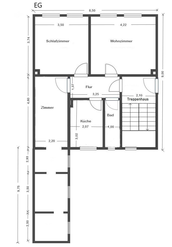 Grundriss EG mit Anbau